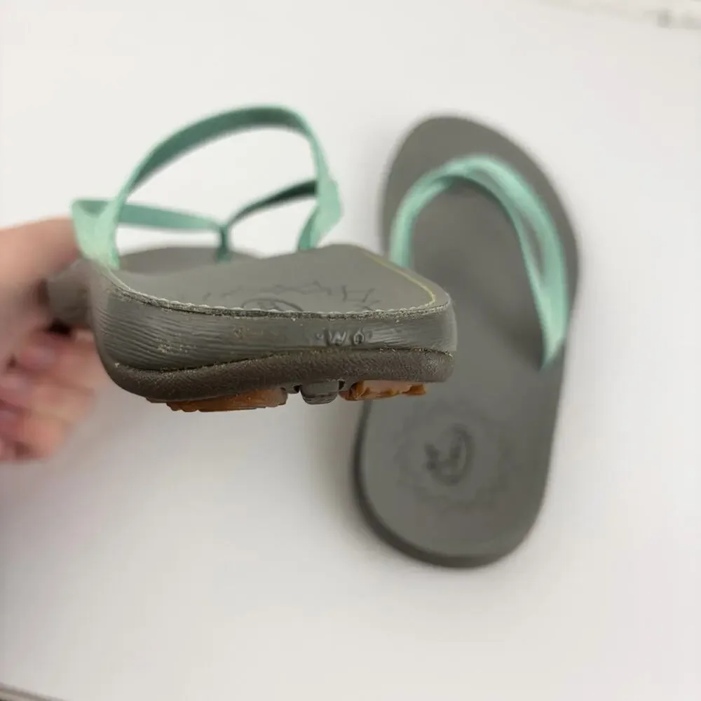 Chacos Abbey Light Blue Mint Braided Slip On Flip Flop Thong Sandals 6